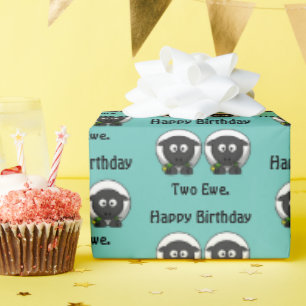 Happy Birthday Two Ewe to You Cartoon Cadeaupapier