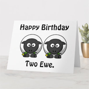 Happy Birthday Two Ewe to You Cartoon Kaart