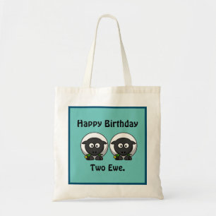 Happy Birthday Two Ewe to You Cartoon Tote Bag