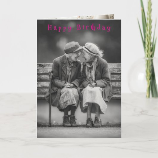 Happy Birthday Two Funny Laughing Ladies  Card Kaart (Voorkant)