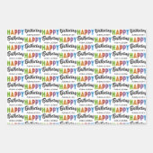 Happy Birthday Typografie Aangepaste naam Inpakpapier Vel (Voorkant)