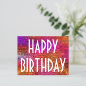 Happy Birthday Typografie Kleurrijke Kunst Roze Si Briefkaart (Staand voorkant)