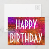 Happy Birthday Typografie Kleurrijke Kunst Roze Si Briefkaart (Voorkant / Achterkant)