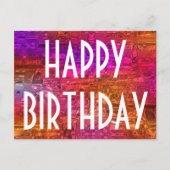 Happy Birthday Typografie Kleurrijke Kunst Roze Si Briefkaart (Voorkant)