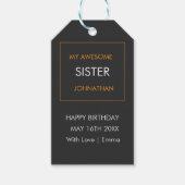 Happy Birthday, Typografie Wit en Sinaasappel Cadeaulabel (Voorkant)