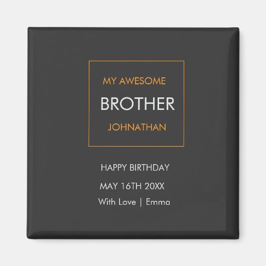 Happy Birthday, Typografie Wit en Sinaasappel Magneet (Voorkant)