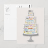 Happy Birthday Typography Cake Briefkaart (Voorkant / Achterkant)
