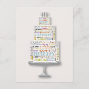Happy Birthday Typography Cake Briefkaart