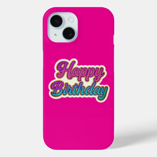 Happy Birthday Typography Design in roze, Paarse a Case-Mate iPhone Case (Achterkant)