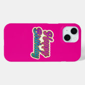 Happy Birthday Typography Design in roze, Paarse a Case-Mate iPhone Case (Achterkant (horizontaal))