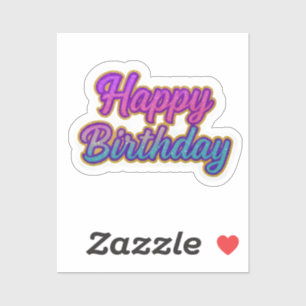 Happy Birthday Typography Design in roze, Paarse a Sticker