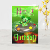 Happy Birthday UFO Koala beroemd gemaakt door Valx Kaart (Gele Bloem)