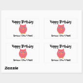 Happy Birthday Uil Pink Funny Hoot Personaliseren Rechthoekige Sticker (Vel)