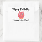 Happy Birthday Uil Pink Funny Hoot Personaliseren Rechthoekige Sticker (Tas)