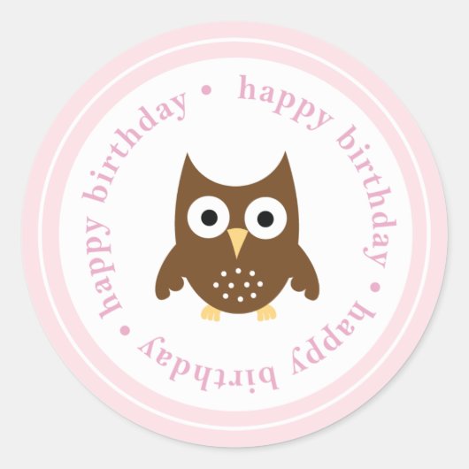 {happy birthday} uil sticker (Voorkant)
