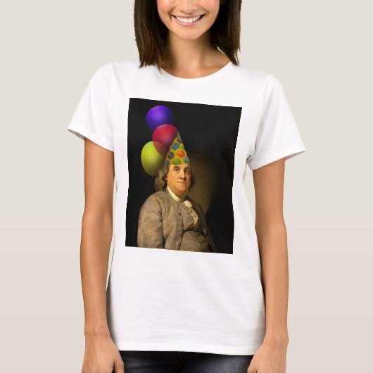 Happy Birthday uit Ben Franklin T-shirt (Voorkant)