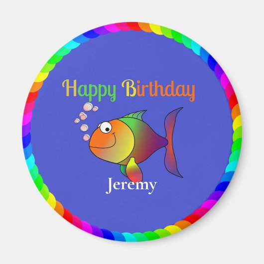 Happy Birthday uit Bubbles de vis Magneet (Voorkant)