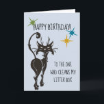 Happy Birthday uit Cat Funny Cute Humor Kaart<br><div class="desc">Dit ontwerp is gemaakt met behulp van digitale kunst. Het kan in het gebied worden aangepast door de klik aan te passen en de naam, initialen of woorden aan te passen. U kunt de tekstkleur en de stijl ook veranderen of de tekst voor een slechts ontwerp van het afbeelding schrappen....</div>