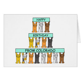 Happy Birthday uit Colorado Cartoon Cats