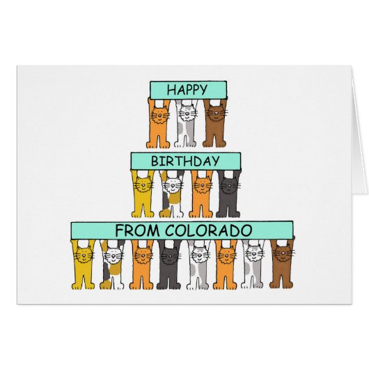 Happy Birthday uit Colorado Cartoon Cats (Voorkant Horizontaal)