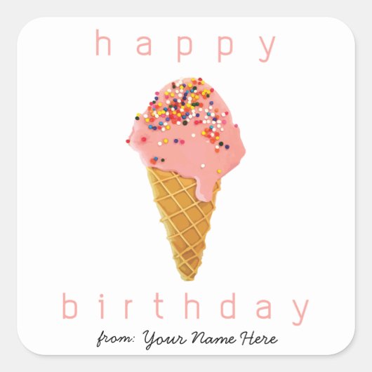Happy Birthday uit Custom Sticker Ice Cream Cone (Voorkant)