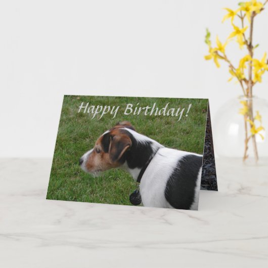 Happy Birthday uit de hond Kaart (Gele Bloem)