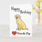 Happy Birthday uit de hond Kaart (Gele Bloem)