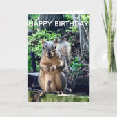 Happy Birthday uit Deez Nuts Funny Squirrel Foto Kaart (Voorkant)