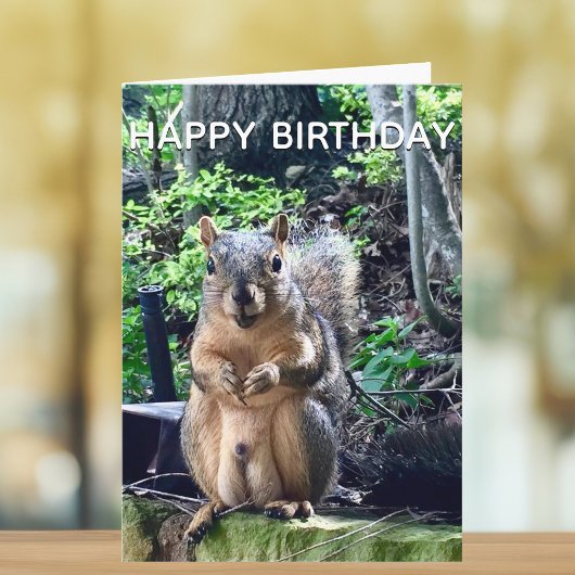 Happy Birthday uit Deez Nuts Funny Squirrel Foto Kaart