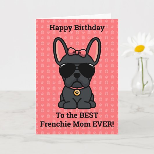 Happy Birthday uit Dog Black French Bulldog Kaart (Kleine Plant)