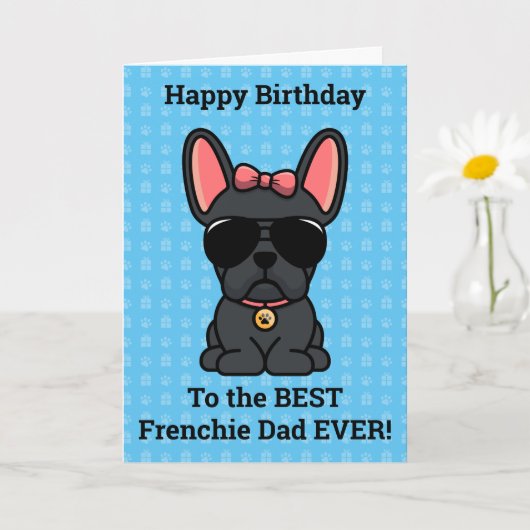 Happy Birthday uit Dog Black French Bulldog Kaart (Kleine Plant)
