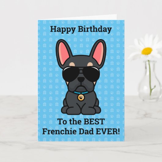 Happy Birthday uit Dog Black Tan French Bulldog Kaart (Kleine Plant)