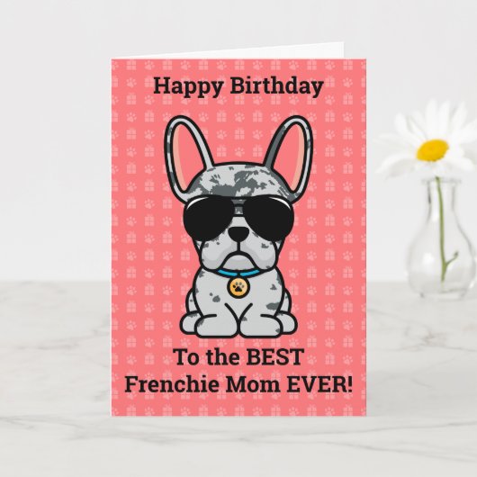 Happy Birthday uit Dog Blue Merle French Bulldog Kaart (Kleine Plant)