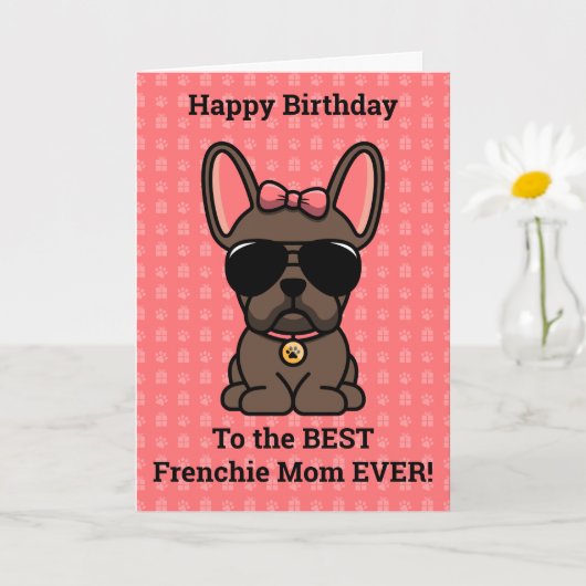 Happy Birthday uit Dog Brown French Bulldog Kaart (Kleine Plant)