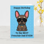 Happy Birthday uit Dog Brown Tan French Bulldog Kaart (Gele Bloem)
