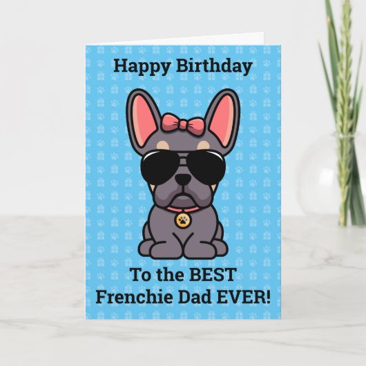 Happy Birthday uit Dog Lila Tan French Bulldog Kaart (Voorkant)