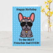 Happy Birthday uit Dog Lila Tan French Bulldog Kaart (Gele Bloem)
