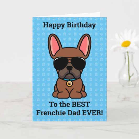 Happy Birthday uit Dog Red Fawn French Bulldog Kaart (Kleine Plant)