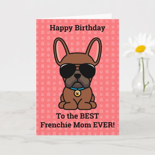 Happy Birthday uit Dog Red Fawn French Bulldog Kaart (Kleine Plant)