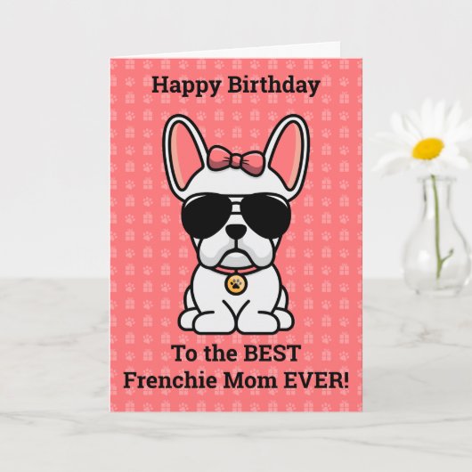 Happy Birthday uit Dog White French Bulldog Kaart (Kleine Plant)