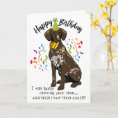 Happy Birthday uit German Short Hazard Pointer Kaart (Gele Bloem)