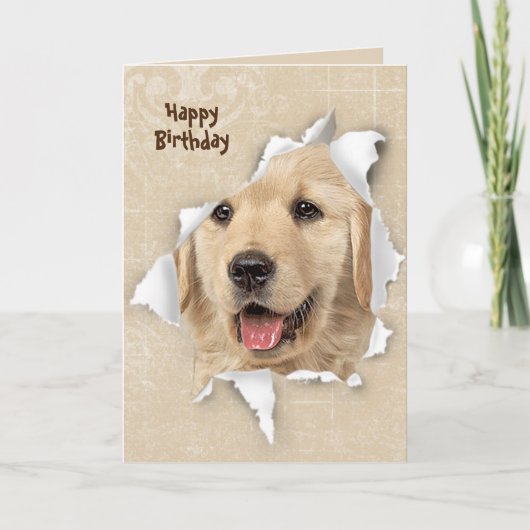 Happy Birthday uit Golden Retriever Kaart (Voorkant)