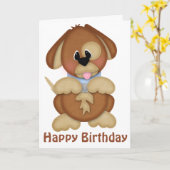 Happy Birthday uit het Wenskaart van de Dog Kaart (Gele Bloem)