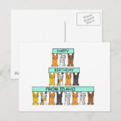 Happy Birthday uit Idaho Cartoon Cats Briefkaart (Voorkant / Achterkant)