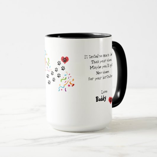 Happy Birthday uit je Border Collie Dog Buddy Mok (Voorkant rechts)