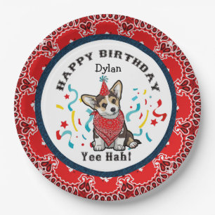 Happy Birthday uit je Corgi Dog Red Bandana Papieren Bordje