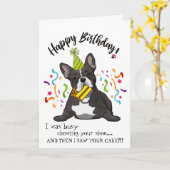 Happy Birthday uit je Franse Bull Dog Buddy Kaart (Gele Bloem)
