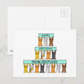 Happy Birthday uit Kentucky Cartoon Cats Briefkaart (Voorkant / Achterkant)