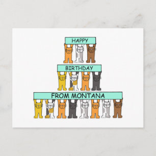 Happy Birthday uit Montana Cartoon Cats Briefkaart