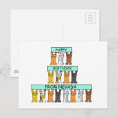 Happy Birthday uit Nevada Cartoon Cats Briefkaart (Voorkant / Achterkant)